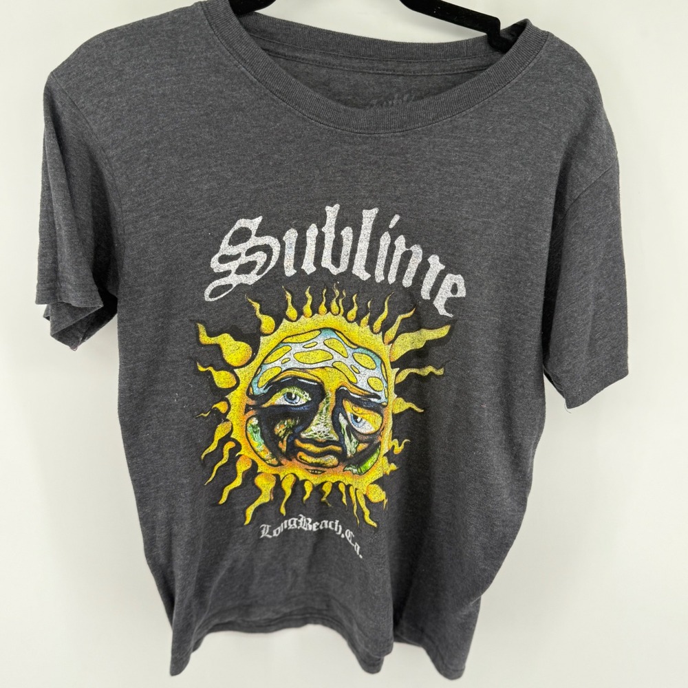 Sublime T Shirt Mens Small Gray Cotton Sun Logo Band Tee Long Beach CA Festival